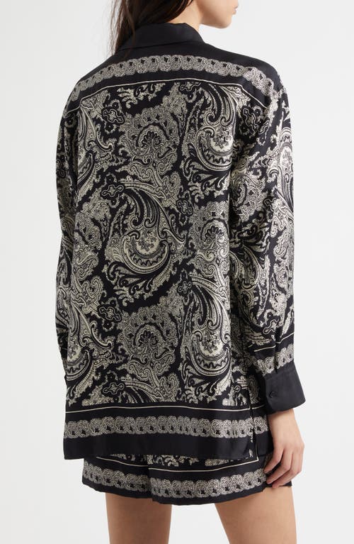 Nili Lotan Alfie Bandana-print Silk-twill Shirt In Black