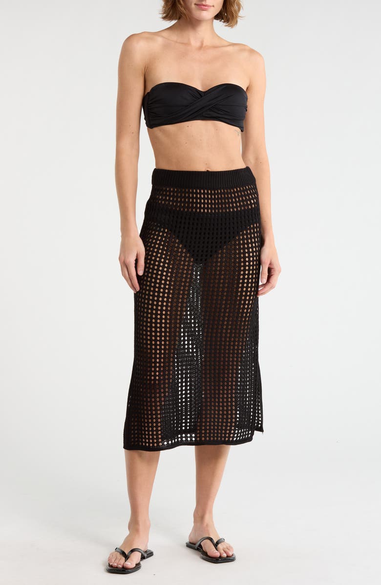 NORDSTROM RACK Crochet Cover-Up Skirt, Main, color, Black