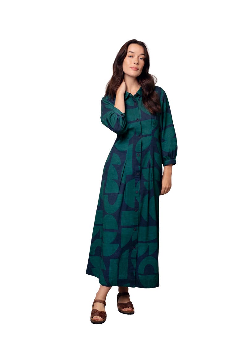 Pleat Detail Shirt Dress, Main, color, Geo Shapes