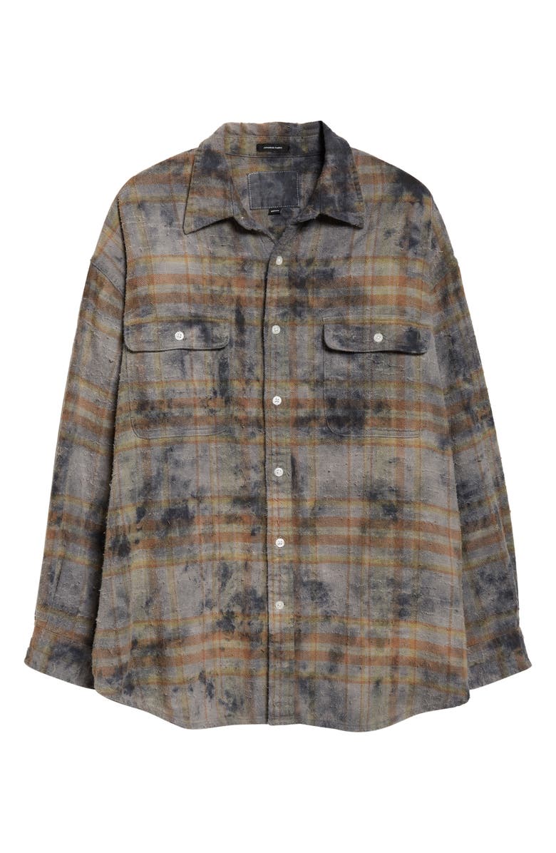 R13 Plaid Cotton Button-Up Boyfriend Shirt, Alternate, color, Overdyed Light Blue Plaid
