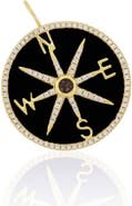 The Lovery Fine Jewelry Onyx and Diamond Halo Compass Charm