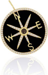 The Lovery Fine Jewelry Onyx and Diamond Halo Compass Charm