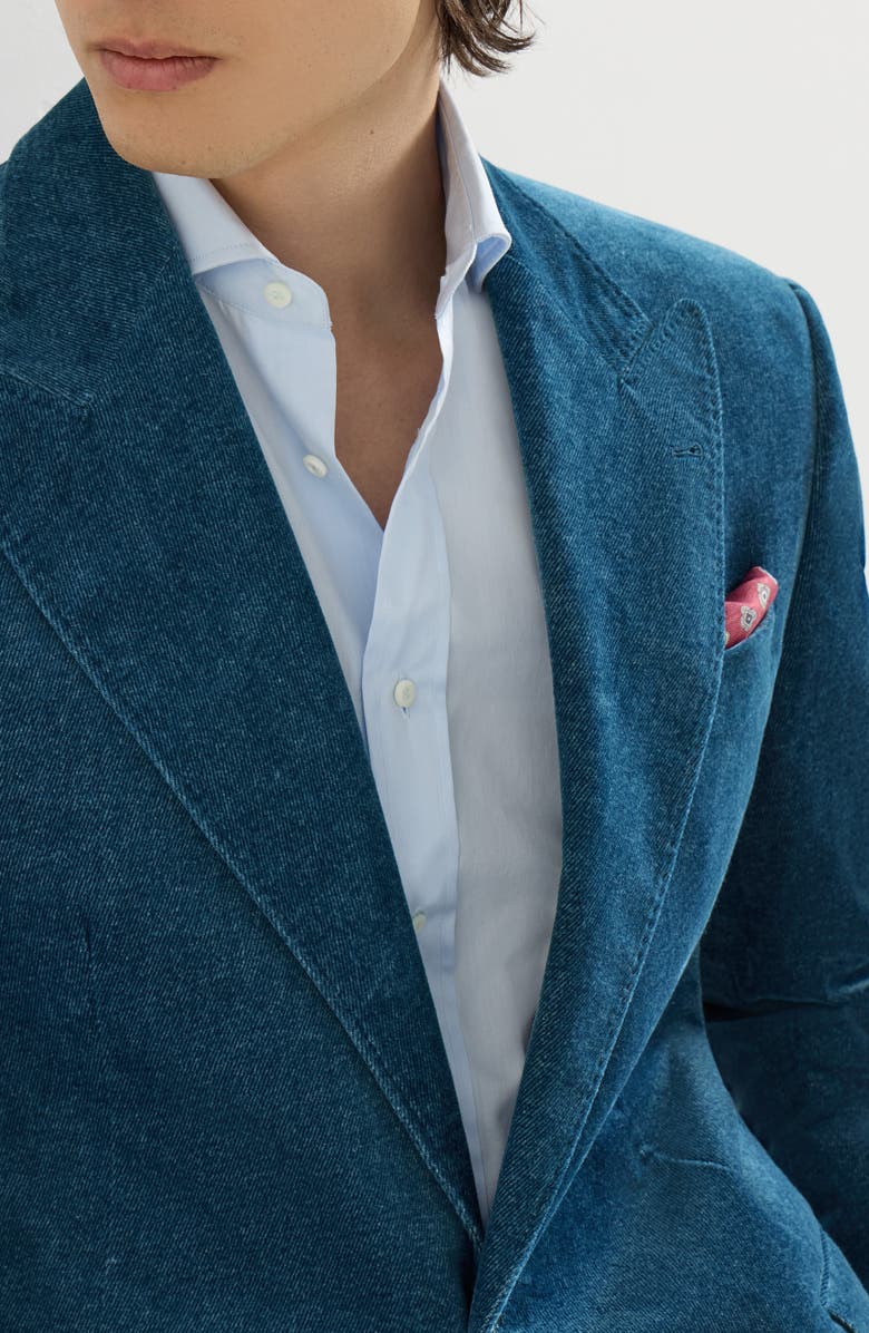 Brunello Cucinelli Denim-effect cotton velvet Tailor blazer with peak lapels, Alternate, color, Denim