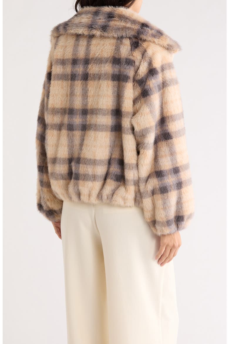 Plaid Faux Fur Bomber Jacket, Alternate, color, WALNUT/ SHADOW