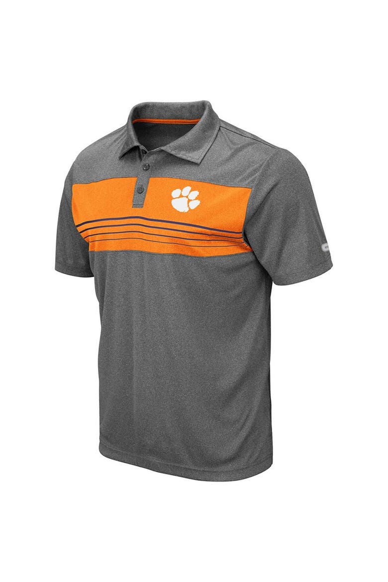Men's Colosseum Heathered Charcoal Clemson Tigers Smithers Polo, Alternate, color, Heather Charcoal