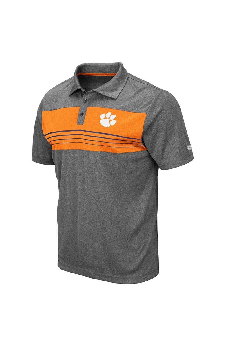 COLOSSEUM Men's Colosseum Heathered Charcoal Clemson Tigers Smithers Polo, Alternate, color, 