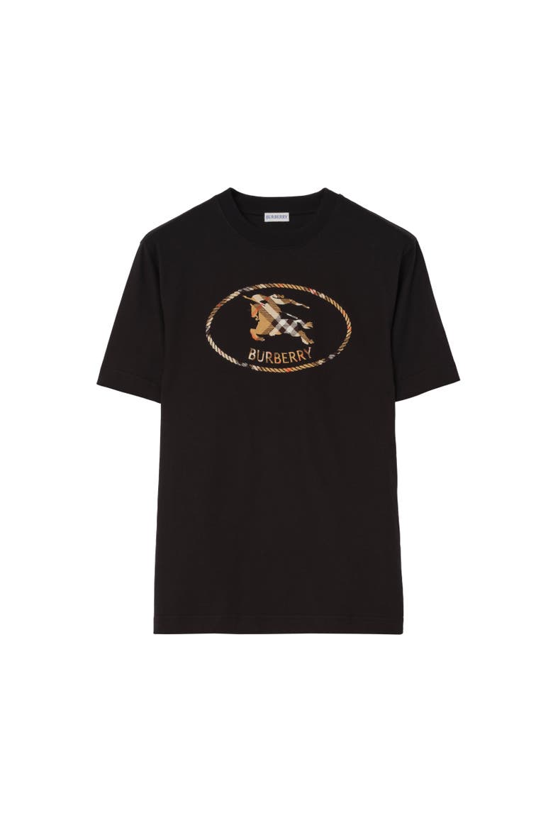 Check Knight Stamp Cotton T-shirt, Alternate, color, Black