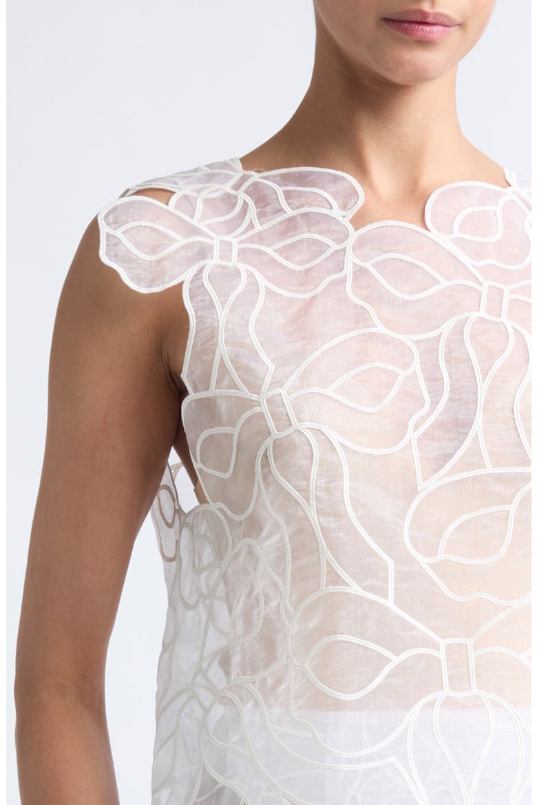 Aya Embroidered Crop Organza Top, Alternate, color, WHITE