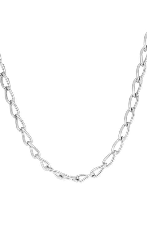 Open Link Layered Necklace in Sterling Silver