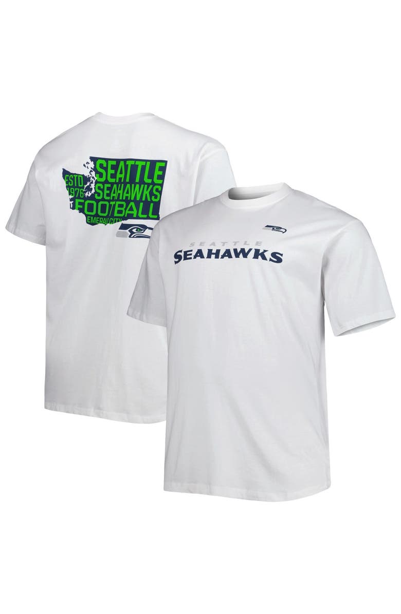 FANATICS Men's Fanatics Branded White Seattle Seahawks Big & Tall Hometown Collection Hot Shot T-Shirt, Alternate, color, 