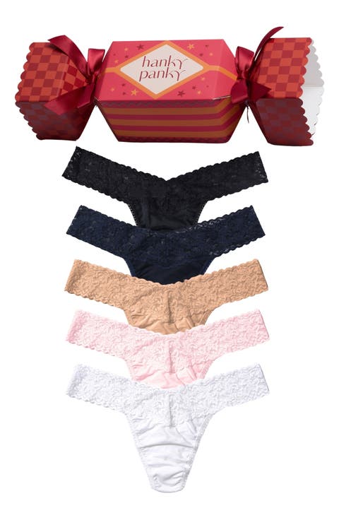 Holiday Cracker Assorted 5-Pack Low Rise Cotton Thongs
