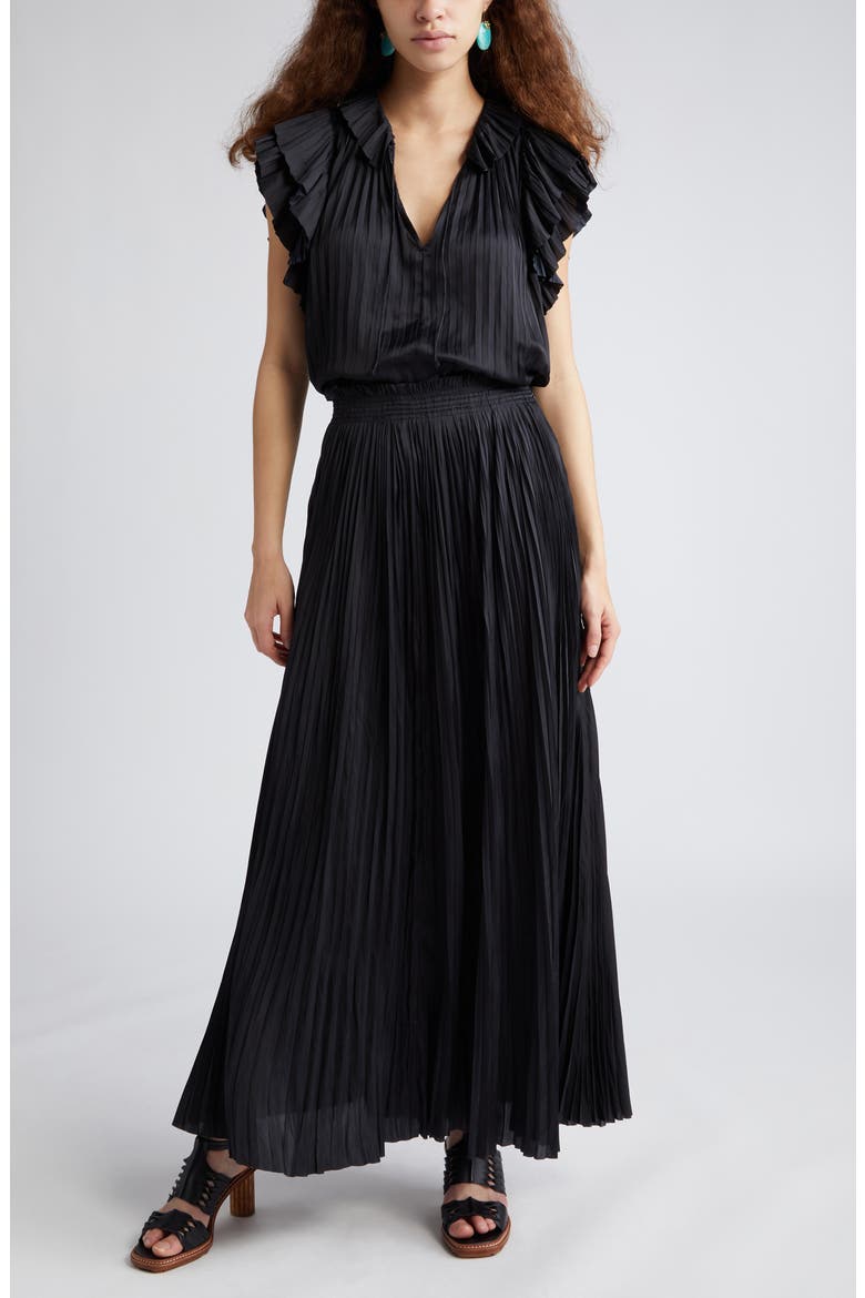 Elli Pleat Satin Stop, Alternate, color, NOIR