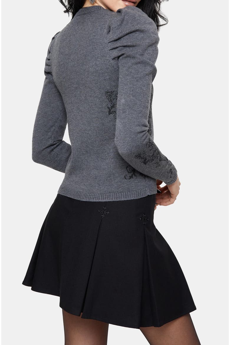 Nia Puff Sleeve Arch Knit Cardigan, Alternate, color, Grey