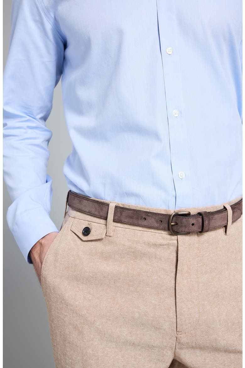 Flat Front Linen & Cotton Pants, Alternate, color, BRITISH KHAKI