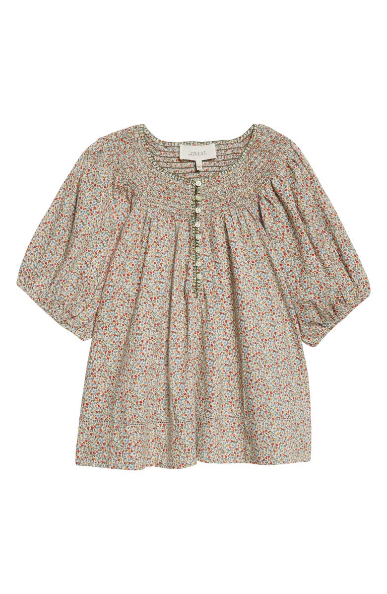 THE GREAT. The Honey Floral Cotton Blouse, Alternate, color,