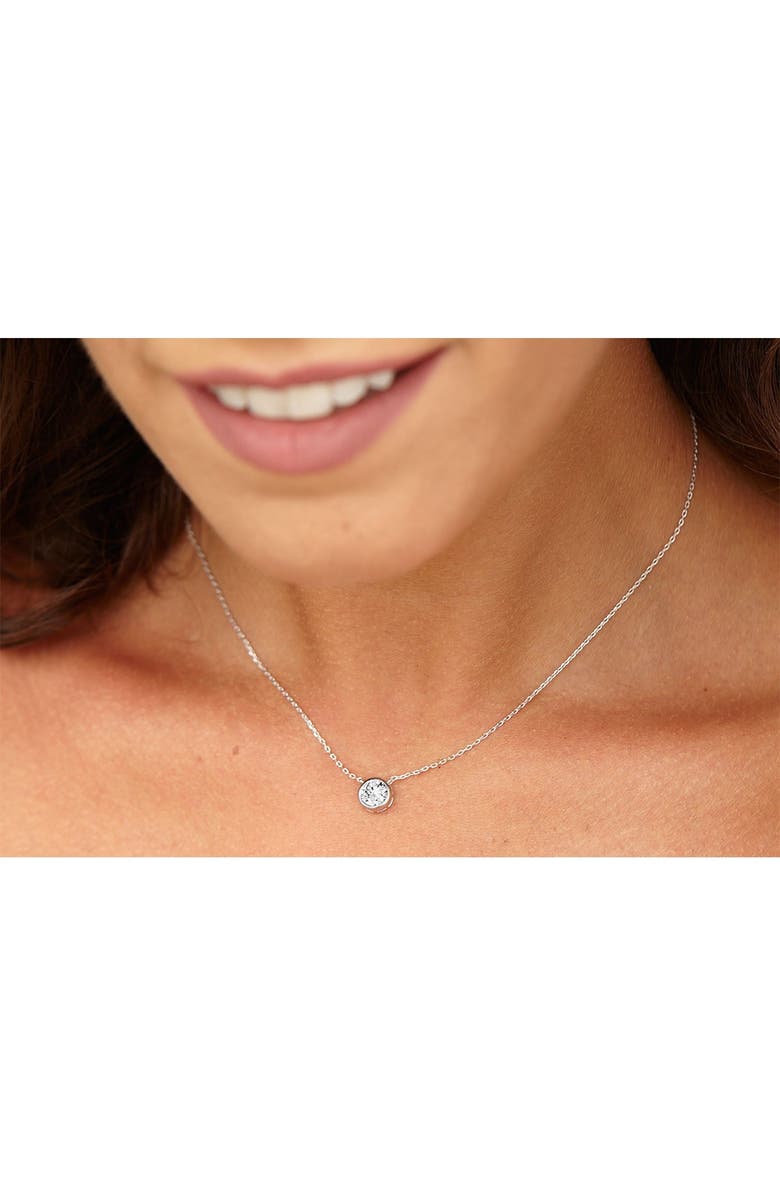 SAVVY CIE JEWELS Sterling Silver CZ Cross 12mm Huggie Hoop Earrings, Alternate, color,