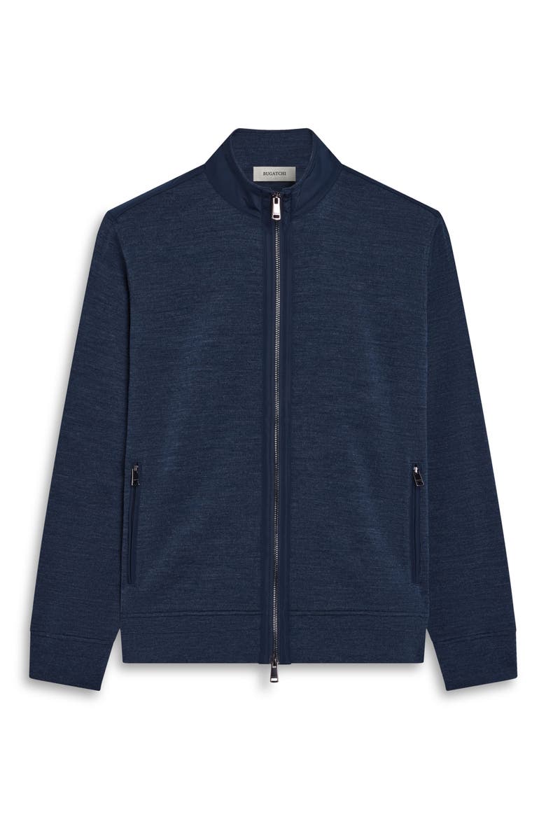 Full Zip Mock Neck Hoodie, Alternate, color, NAVY