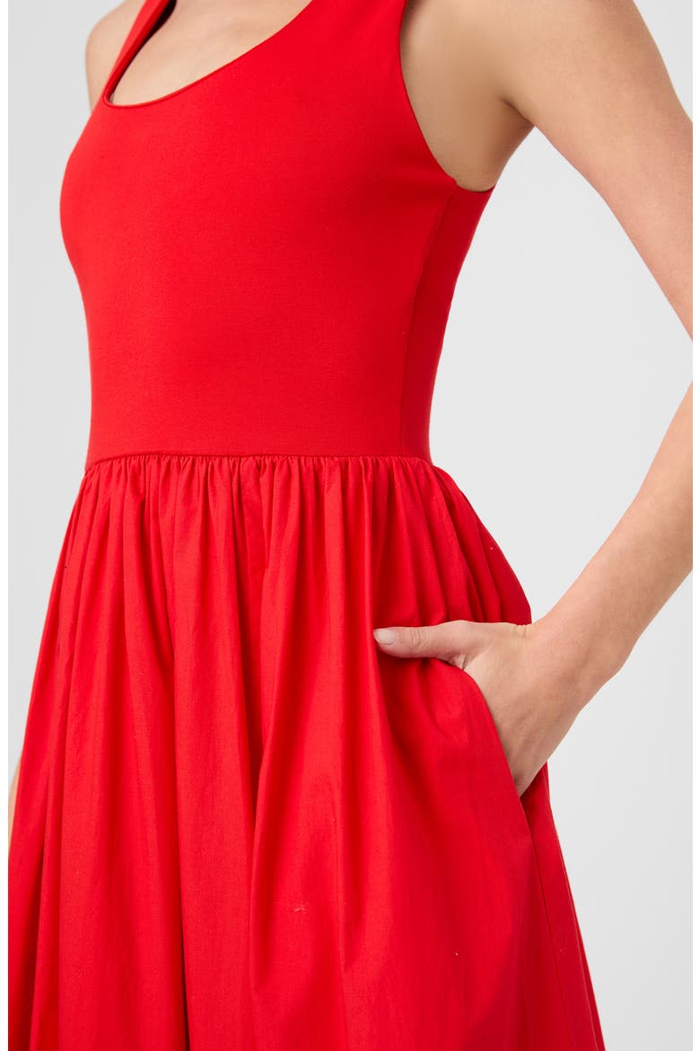 Jia Mixed Media Maxi Dress, Alternate, color, CANDIED APPLE RED