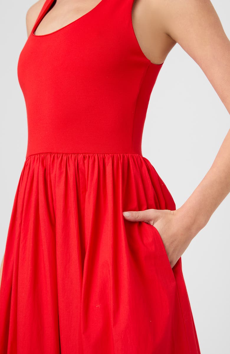 French Connection Jia Mixed Media Maxi Dress, Alternate, color, Candied Apple Red