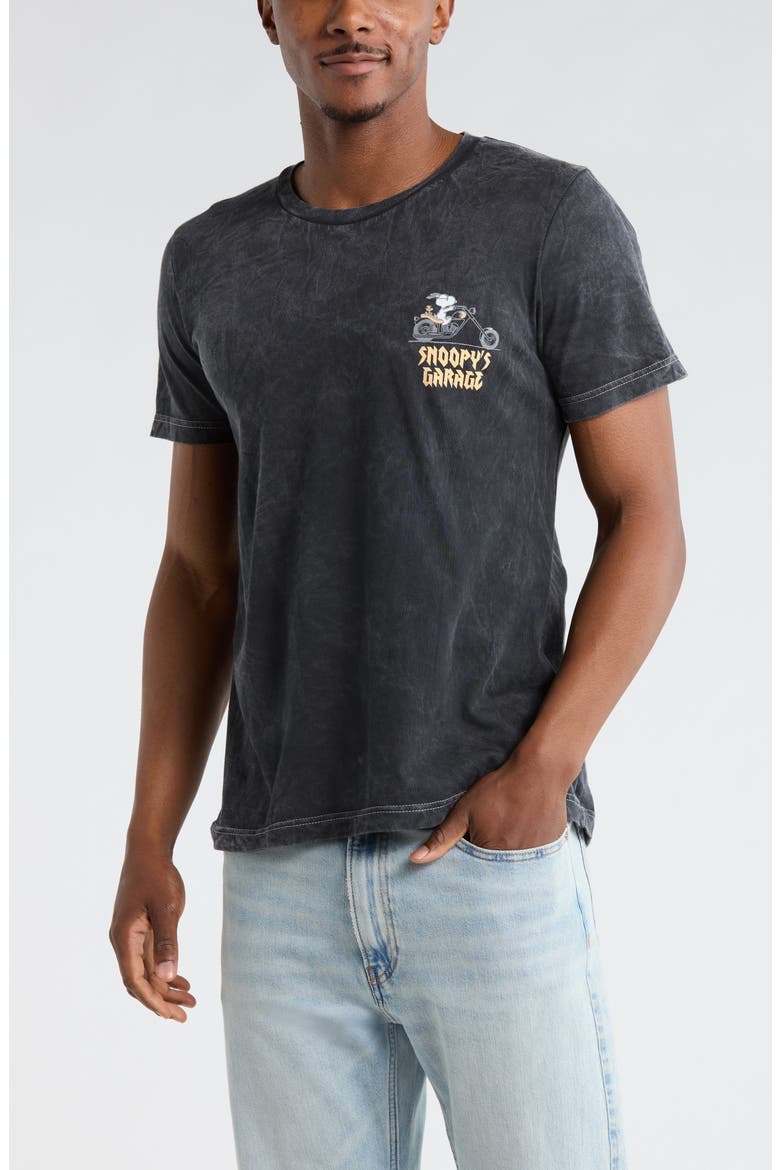 Peanuts® Snoopy's Garage Cotton Graphic T-Shirt, Main, color, BLACK