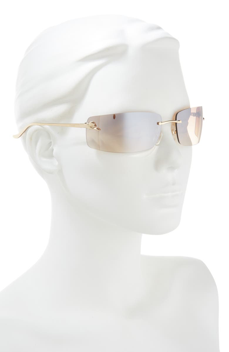 Cartier 78mm Oversize Rimless Rectangular Sunglasses, Alternate, color,