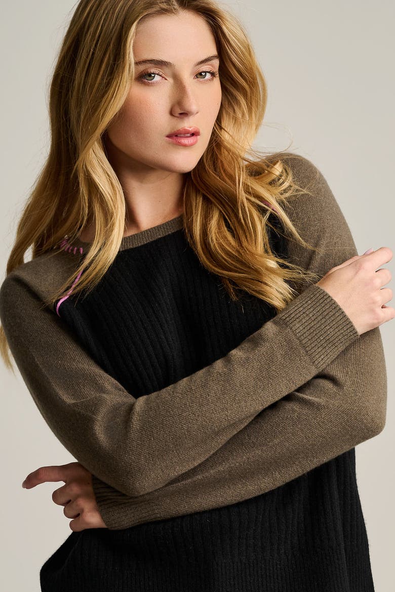Block Out Cashmere Sweater, Alternate, color, Onyx