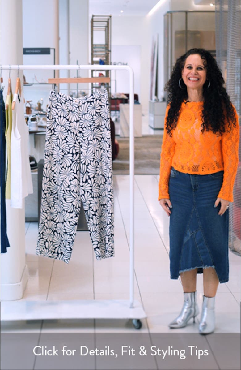 Coco Print Linen Blend Wide Leg Pants, sales video thumbnail