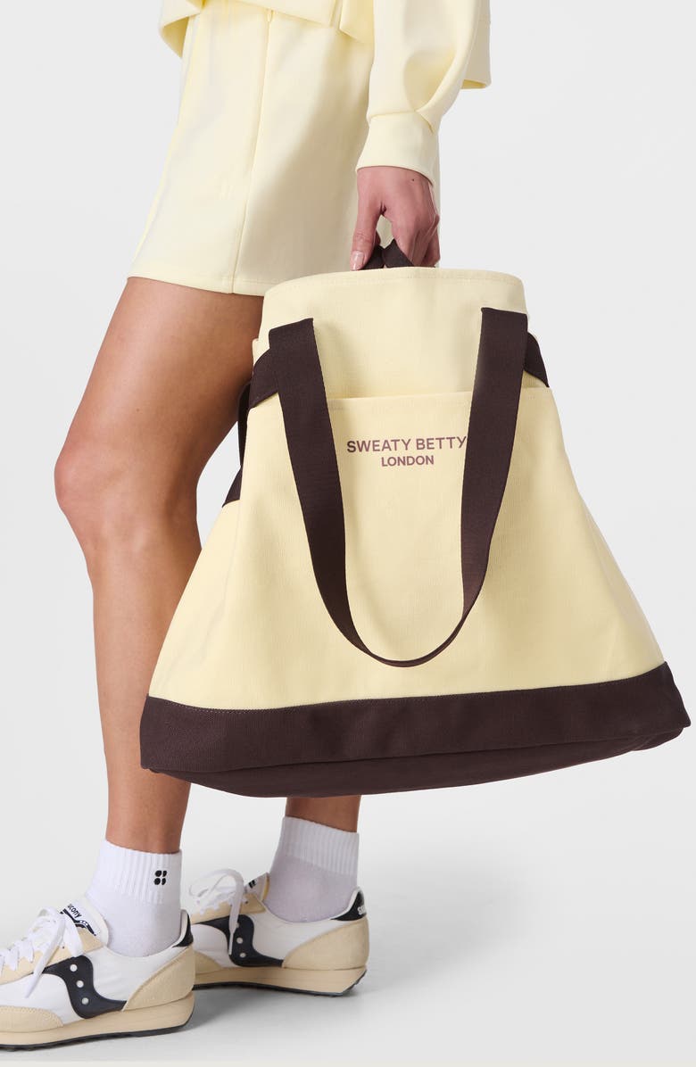 Sweaty Betty London Cotton Canvas Tote, Alternate, color, Buttercream Yellow