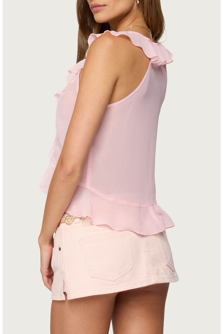Roxan Ruffle Chiffon Tie Front Sleeveless Top, Alternate, color, LIGHT-PINK