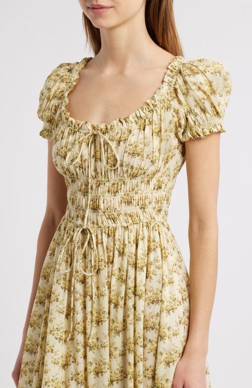 Doen Dôen Ashlynn Floral Organic Cotton Voile Midi Dress In Citron Rosier Floral