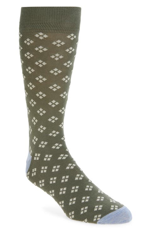 Geo Pattern Cotton Blend Dress Socks