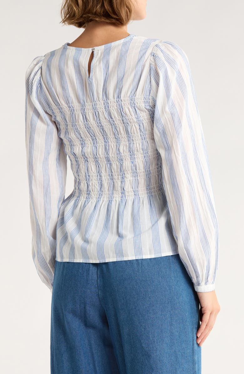 ICHI Stripe Peplum Top, Alternate, color, Cloudd Dancer