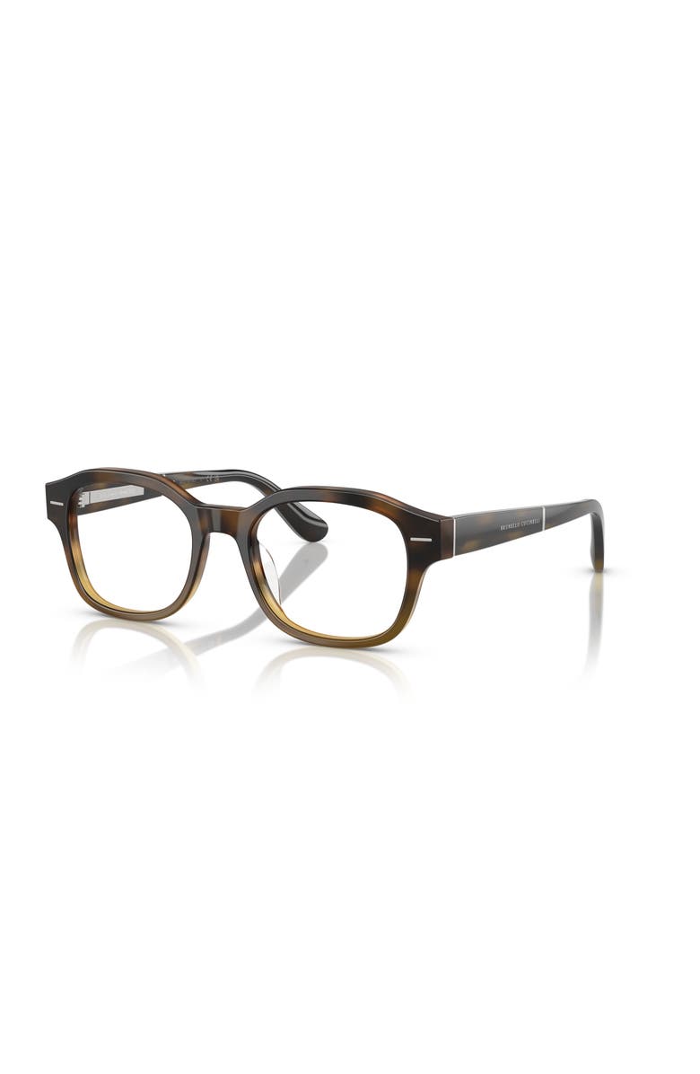 Brunello Cucinelli 53mm Rectangle optical glasses, Main, color, Tortoise