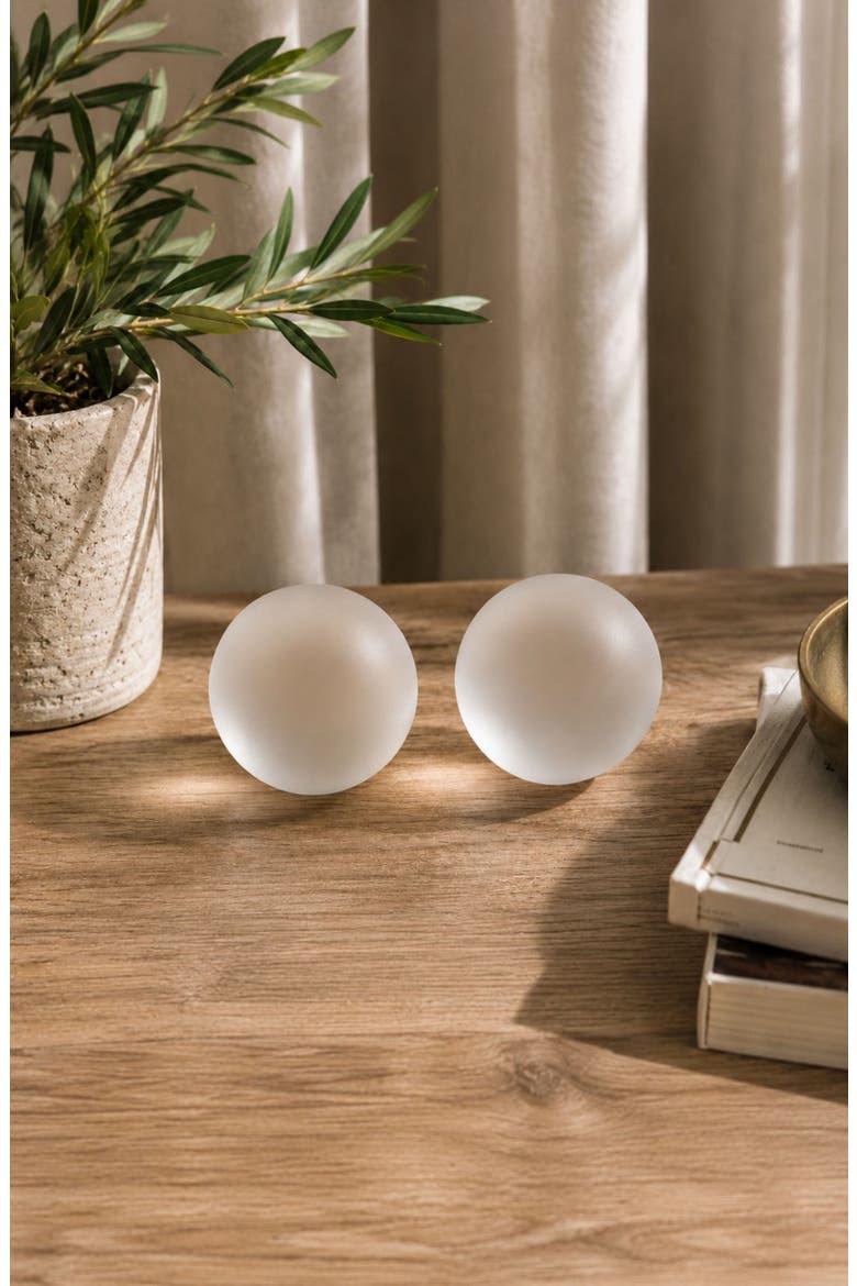 Frosted Decorative Set of 2 Crystal Balls, Alternate, color, FROSTED