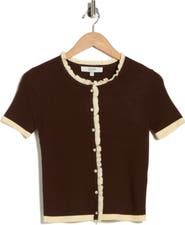 Joie Ruffle Short Sleeve Crop Cardigan