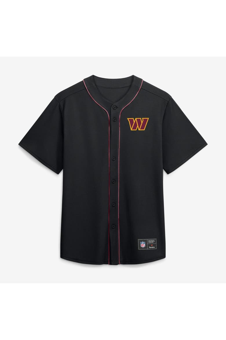 Men's Fanatics Black Washington Commanders After Hours Button-Up Baseball Top, Main, color, Black