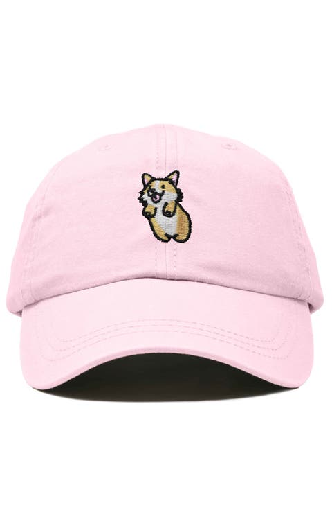 Leaping Corgi Embroidered Cap