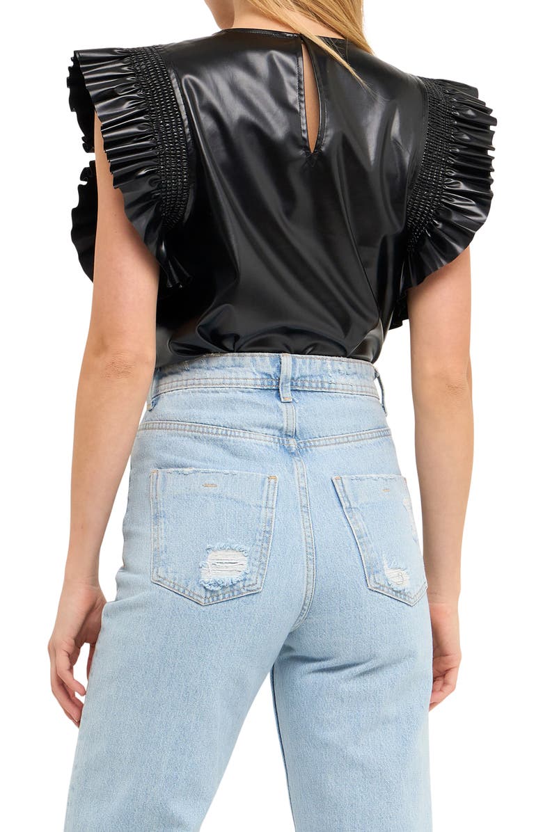 English Factory Faux Leather Top, Alternate, color, Black