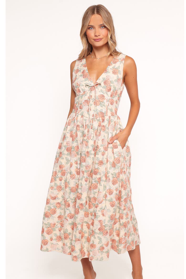 Velda Floral Cotton Midi Dress, Alternate, color, PINK FLORAL