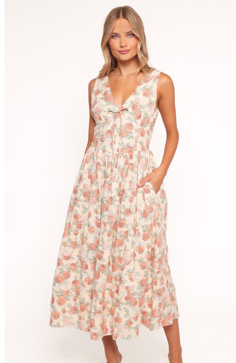 Petal & Pup Velda Floral Cotton Midi Dress, Alternate, color, Pink Floral