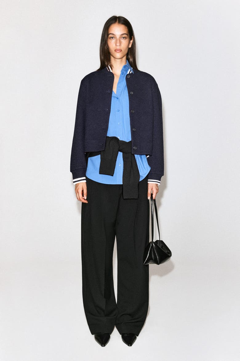 Boiled Wool-Blend Bomber Jacket, Alternate, color, NAVY