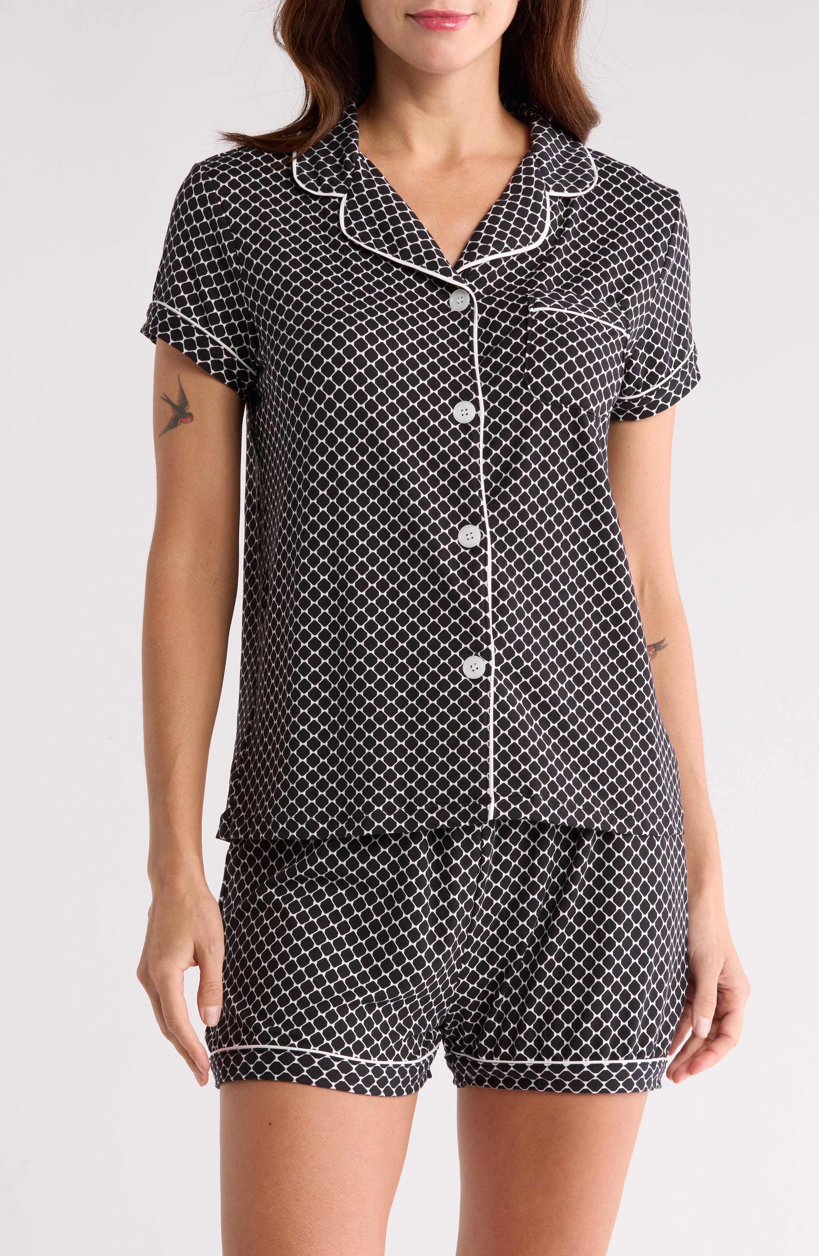 Tart Dixie Short Sleeve Button-Up Shirt & Shorts Pajamas