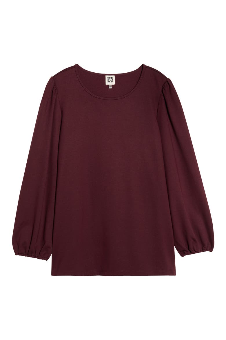 Puffed Sleeve Knit Top, Alternate, color, BAROLO