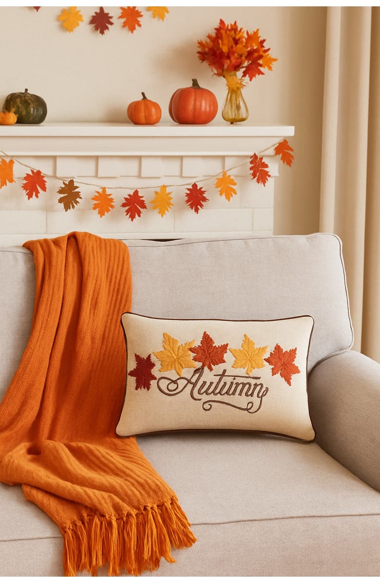 C&F Home Autumn Leaves Pillow, Alternate, color, Beige