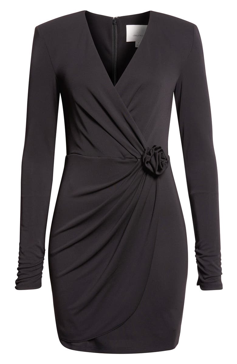Cinq à Sept Saba Wrap Front Long Sleeve Minidress, Alternate, color, Black