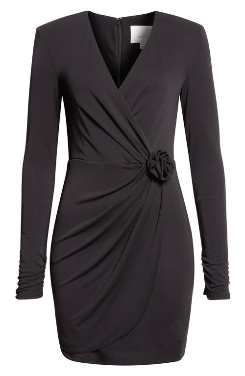 Cinq À Sept Saba Wrap Front Long Sleeve Minidress In Black
