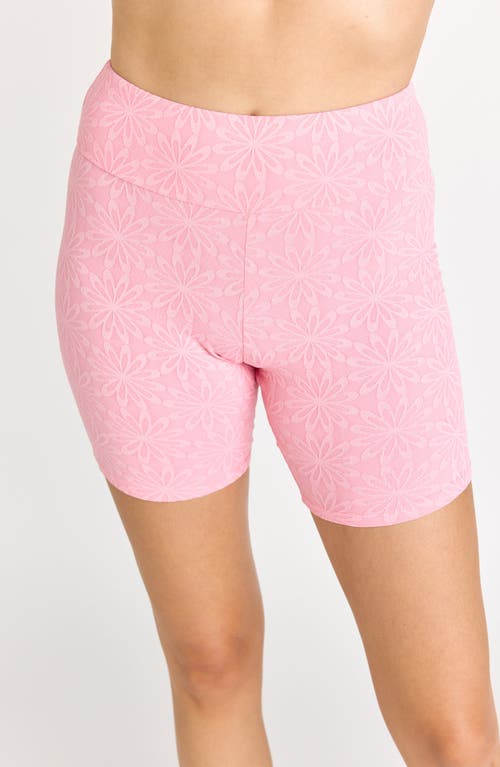Calypsa Mid-thigh Swim Shorts In Pink
