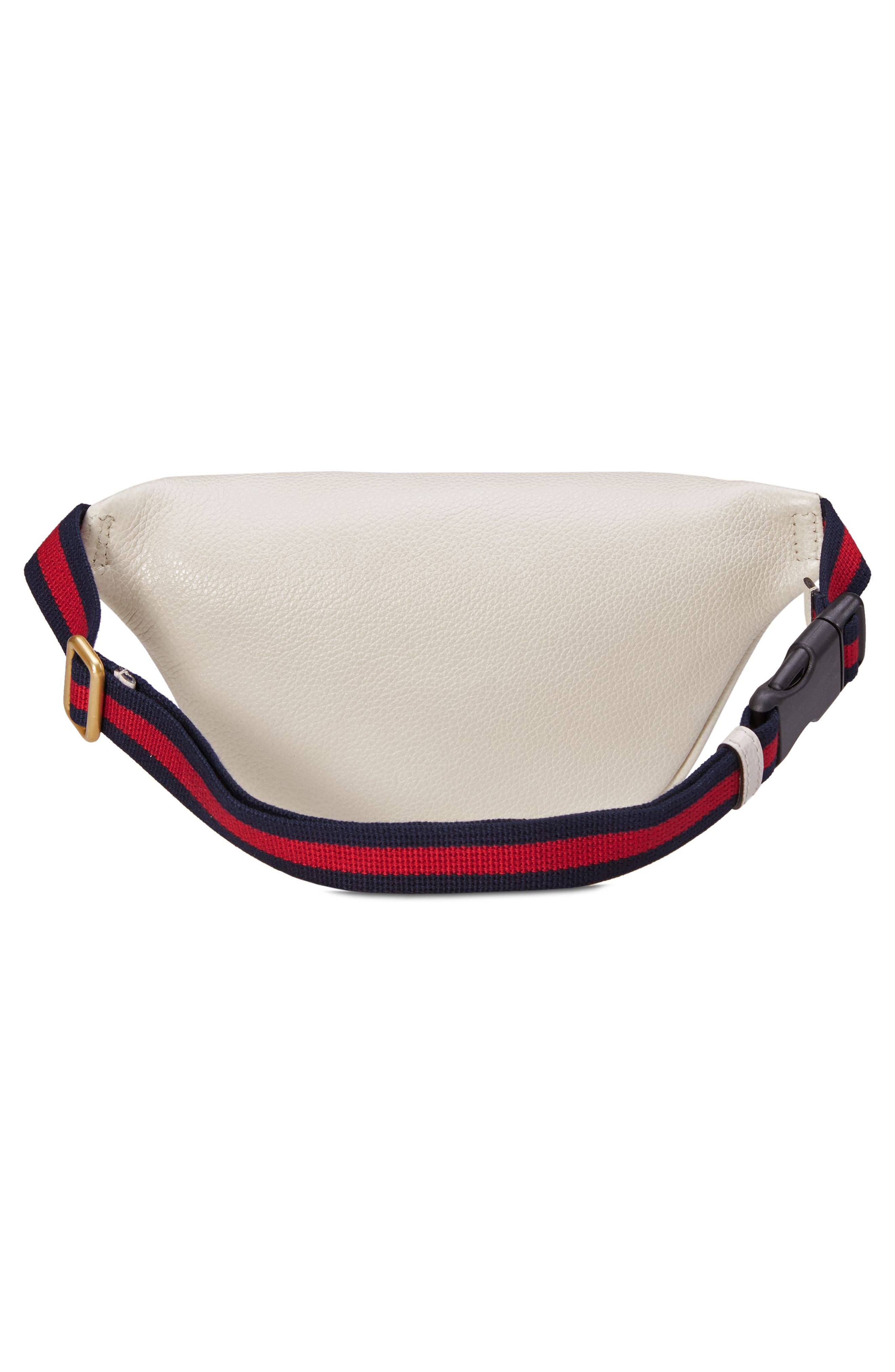 Leather Belt Bag, Alternate, color, MYSTIC WHITE/ VERT RED
