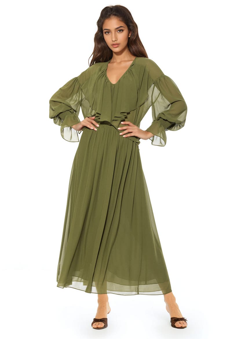 SERELISE RUFFLE DRAPED BLOUSE, Alternate, color, SAGE