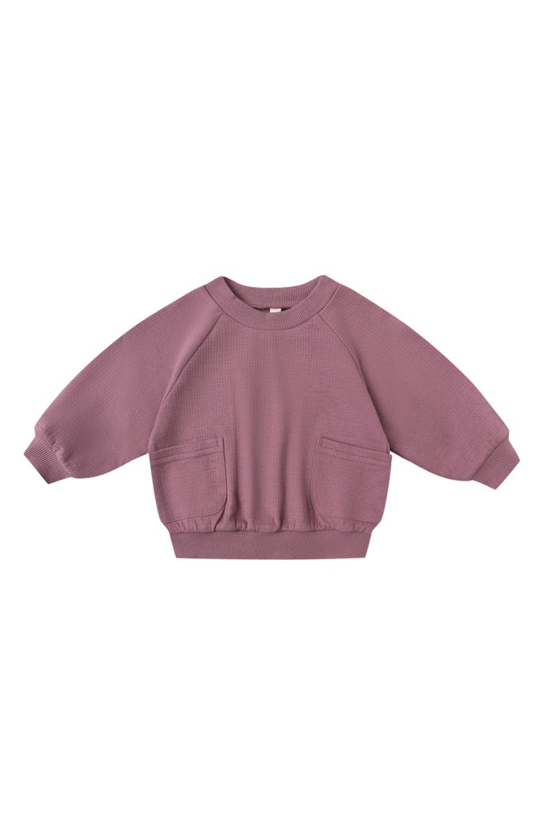 QUINCY MAE Pointelle Organic Cotton Pocket Sweatshirt, Main, color, Mulberry